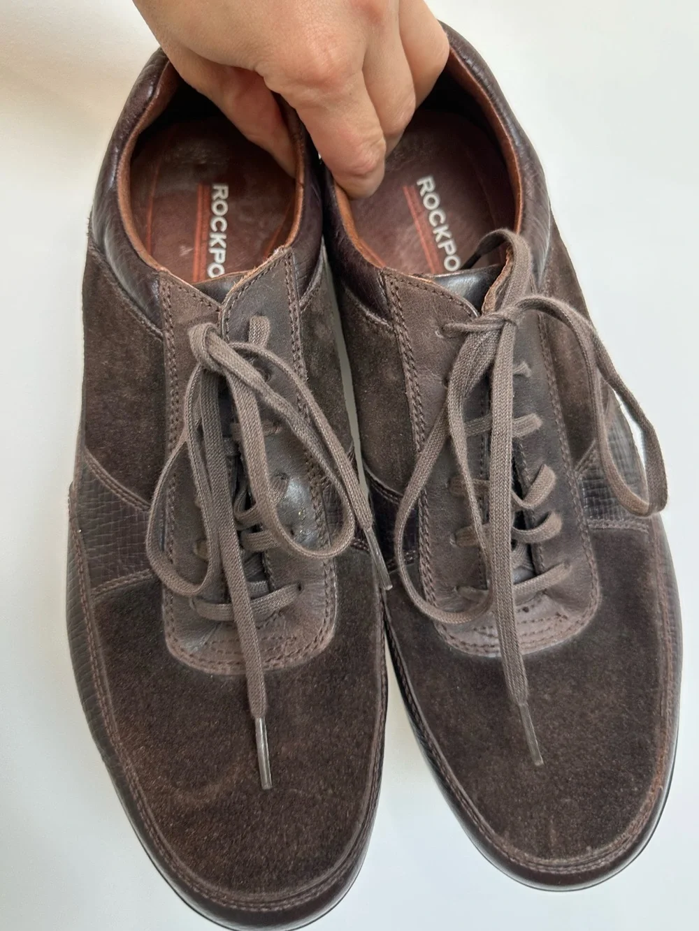 Rockport Men's Brown Suede and Leather Lace-Up Sneakers